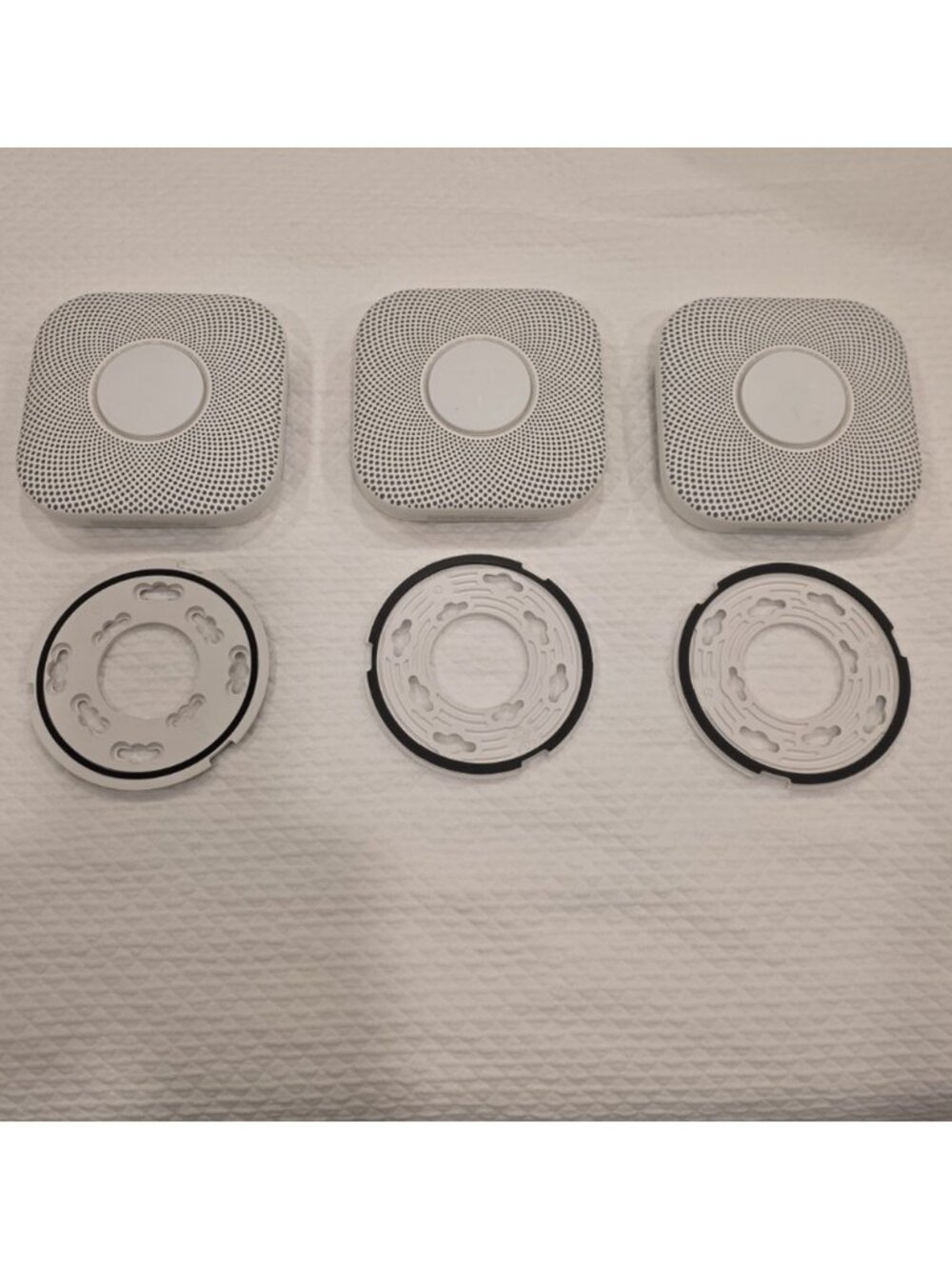 3 Google Nest Protect Wired Smoke & CO Alarms with Mounting Plates